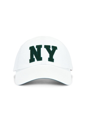Polo Ralph Lauren Cotton Twill NY Patch Logo Sport Cap in White,Dark Green.