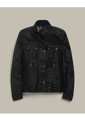 Belstaff Women's Gangster Icon Jacket Waxed Cotton Dark Navy Size Uk 4