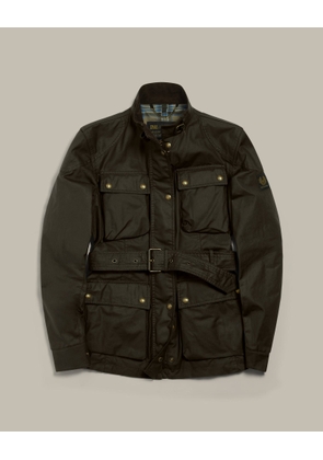 Belstaff Women's Trialmaster Icon Jacket Waxed Cotton Faded Olive Size Uk 6