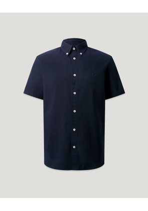 Belstaff Men's Short Sleeve Street Shirt Compact Cotton Oxford Dark Ink Size 2xl