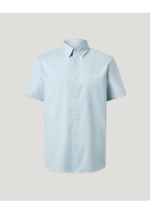 Belstaff Men's Short Sleeve Street Shirt Compact Cotton Oxford Sky Blue Size 3xl