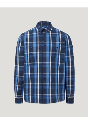 Belstaff Men's Fleet Shirt Cotton Check Dark Ink Size 2xl