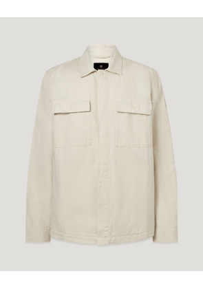 Belstaff Men's Maritime Overshirt Garment Dye Cotton Linen Silver Birch Size 2xl