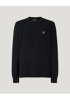 Belstaff Men's Coast Knitted Jumper Cotton Silk Pique Dark Ink Size 2xl