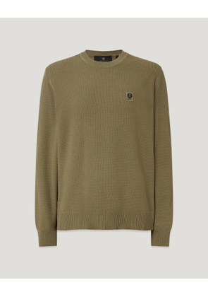 Belstaff Men's Coast Knitted Jumper Cotton Silk Pique Fatigue Green Size 2xl