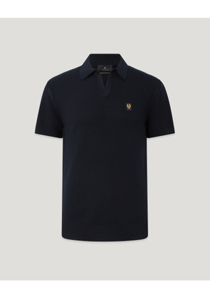 Belstaff Men's Coast Knitted Polo Cotton Silk Pique Dark Ink Size 2xl