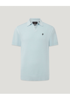 Belstaff Men's Coast Knitted Polo Cotton Silk Pique Sky Blue Size 2xl