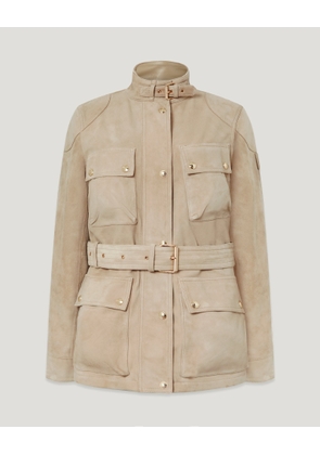 Belstaff Women's Trialmaster Panther Jacket Lightweight Suede Dark Dune Size Uk 6