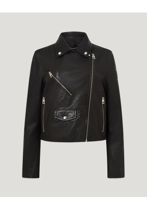 Belstaff Women's Sienna Biker Jacket Lamb Nappa Black Size Uk 6