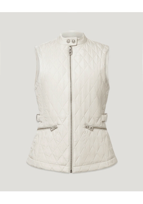 Belstaff Women's Maeva Gilet Quilted Recycled Nylon Silver Birch Size Uk 6