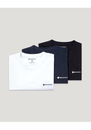 Belstaff Men's 3 Pack T-shirt Cotton Jersey Black / Dark Ink White Size S