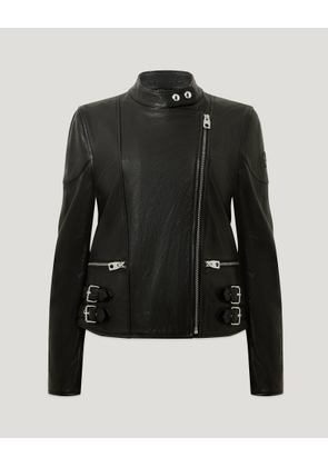 Belstaff Women's Russo Jacket Semi Veg Tan Leather Black Size Uk 4