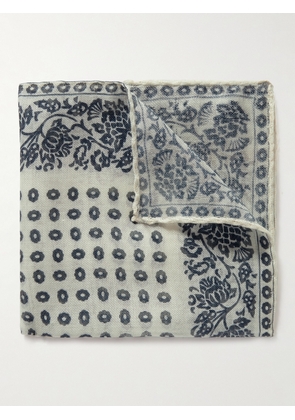 Anderson & Sheppard - Printed Cashmere and Silk-Blend Pocket Square - Men - Blue