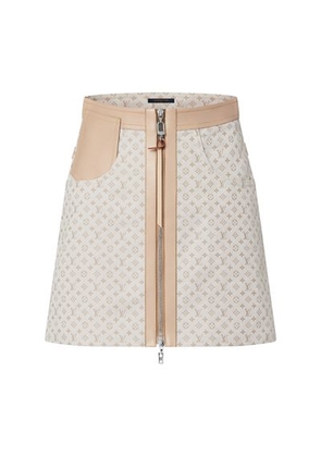 Leather Accent Mini Monogram Skirt