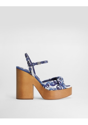 DG EXCLUSIVE Dolce & Gabbana Majolica-print Wedge Sandal - Woman Sandals And Wedges Multicolor 38