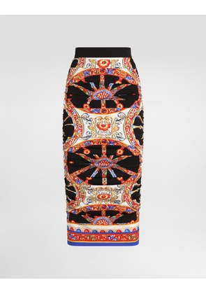 Dolce & Gabbana Carretto-print Charmeuse Midi Skirt - Woman Skirts Multi-colored 36
