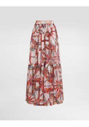 Dolce & Gabbana Carretto-print Long Chiffon Skirt - Woman Skirts Multicolor 44