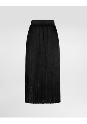 Dolce & Gabbana Long Fringed Skirt In Satin - Woman Skirts Black 38