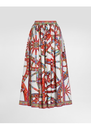 Dolce & Gabbana Carretto-print Poplin Long Skirt - Woman Skirts Multi-colored 42