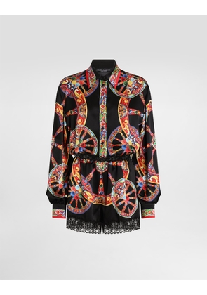 Dolce & Gabbana Carretto-print Satin Jumpsuit - Woman Dresses Multicolor 44