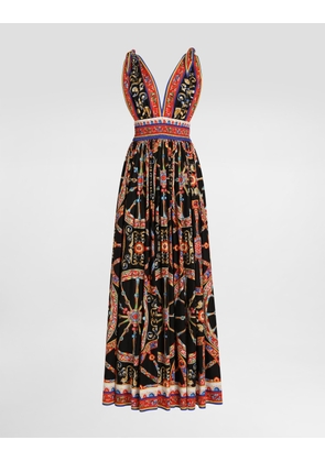 Dolce & Gabbana Carretto-print Long Poplin Dress - Woman Dresses Multi-colored 40