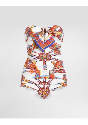 Dolce & Gabbana Carretto-print Charmeuse Top - Woman Shirts And Tops Multicolor 40