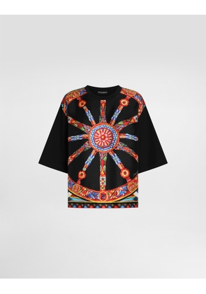Dolce & Gabbana Carretto-print Jersey T-shirt - Woman T-shirts And Sweatshirts Multicolor 42