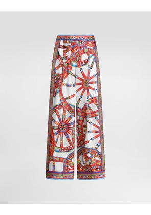 Dolce & Gabbana Carretto-print Silk Twill Vanity Trousers - Woman Pants And Shorts Multi-colored 38