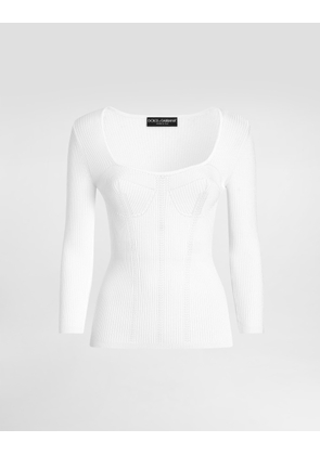 Dolce & Gabbana Viscose Rib Knit Pullover - Woman Sweaters And Cardigans White 36