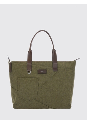 DOLCE & GABBANA Adamo Green Cotton Twill Tote Bag with Leather Handles