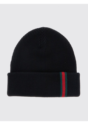 GUCCI Ribbed Wool Beanie with Web Detail and Cuffed Brim