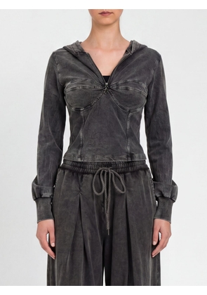 Actitude Twinset Cotton Bustier Hoodie with Zip Closure