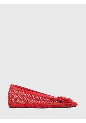 GANNI Perforated Cotton Ballet Flats with Floral Appliqué