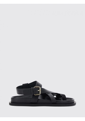 A. EMERY Lizard-Effect Leather Thong Sandals with Ankle Strap
