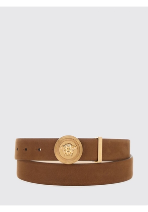 VERSACE Suede Belt with Medusa Logo Buckle