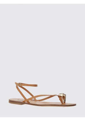 CASADEI Thong Sandals in Smooth Calfskin with Crystals and a Low Heel