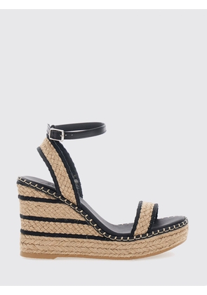 CASTAÑER Two-Tone Striped Raffia Wedge Sandals with Jute Platform