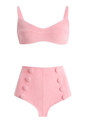 Lisa Marie Fernandez Balconette High-Waisted Terry Cloth Bikini - Moda Operandi