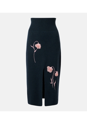 Erdem Floral-applique knitted midi skirt