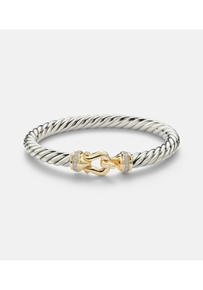 David Yurman Cable FlexÂ® Buckle sterling silver and 14kt gold bracelet with diamonds