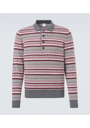 Eleventy Striped wool jacquard polo sweater