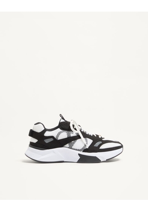Valentino Garavani Demivee Trainer In Mesh Fabric With Suede Inserts Man BLACK/GREY 39