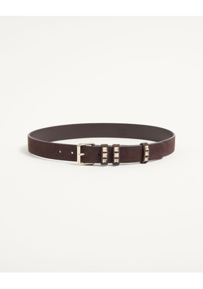 Valentino Garavani Rockstud Suede Belt 30 mm Woman EBONY 070