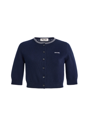 Miu Miu Cropped Cotton Cardigan - Moda Operandi