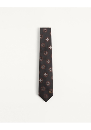 Valentino Garavani Valentie Silk Jacquard Tie With Geometric Pattern Man BLACK/MULTICOLOUR UNI