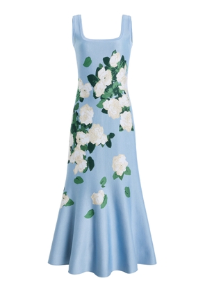 Carolina Herrera Floral Ruffled Silk-Blend Midi Dress - Moda Operandi
