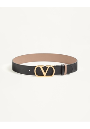 Valentino Garavani Reversible VLogo Signature Belt In Glossy Calfskin 40 Mm Woman BLACK/BEIGE 065