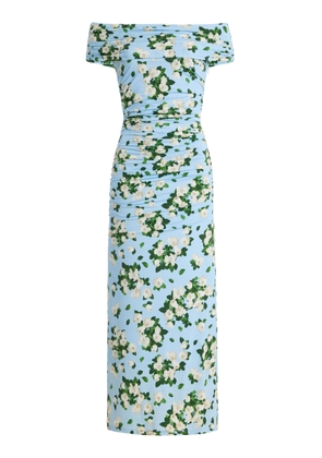 Carolina Herrera  Floral Jersey Gathered Midi Dress - Moda Operandi