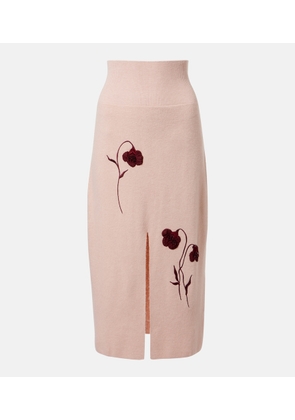 Erdem Floral-applique knitted midi skirt