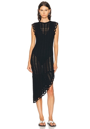 Loulou de Saison Malena Asymmetric Sleeveless Dress in Black - Black. Size M (also in XS, S, L).